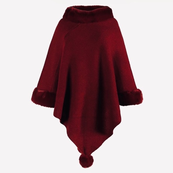 New! Pom Tassel Poncho - Picture 7 of 8